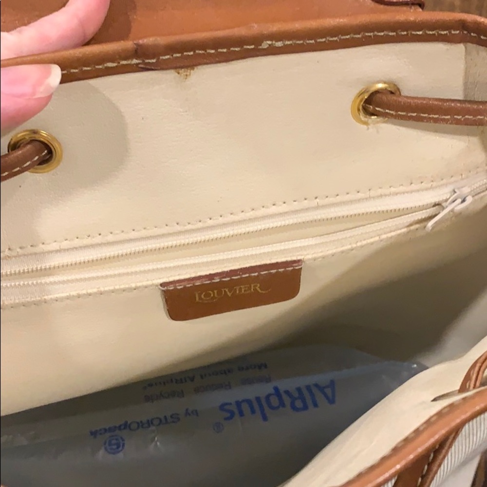 White and Brown Vintage Louvier Bag - Picture 10 of 11